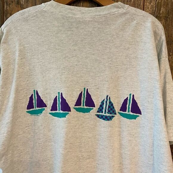 Fruit of the Loom Left Coast Single Stitch XL 1988 Gray Sailboat Cotton T-shirt - Picture 7 of 13